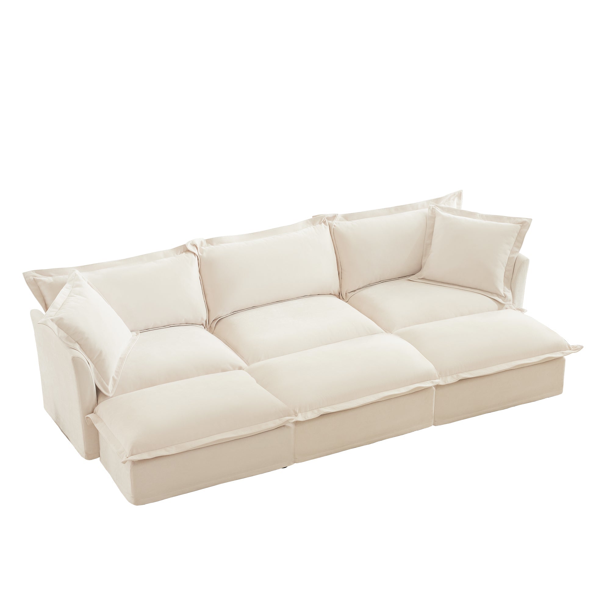 Oversized Chenille Living Room Sofa with 3 Ottomans