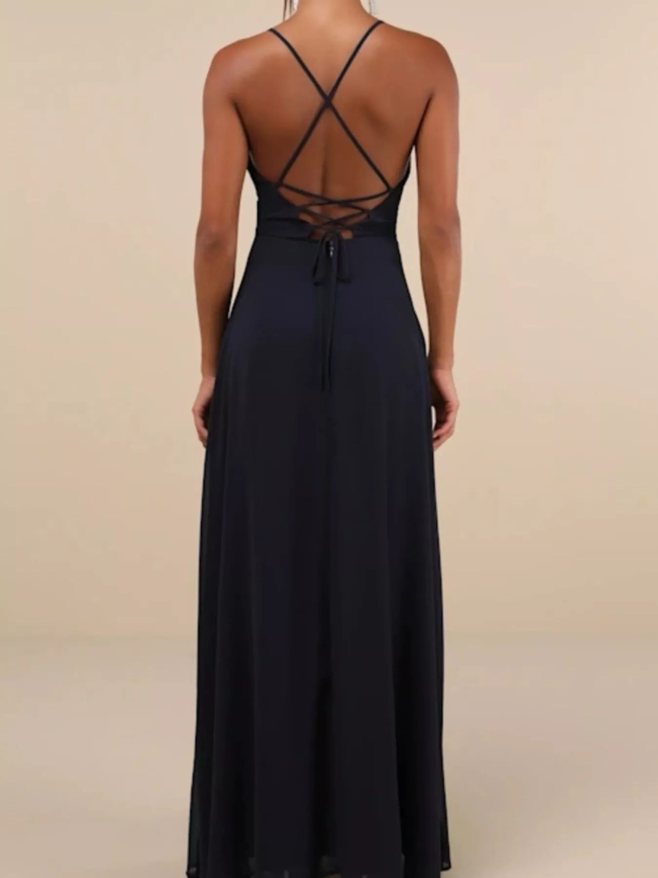 Crisscross Back Slit Maxi Dress