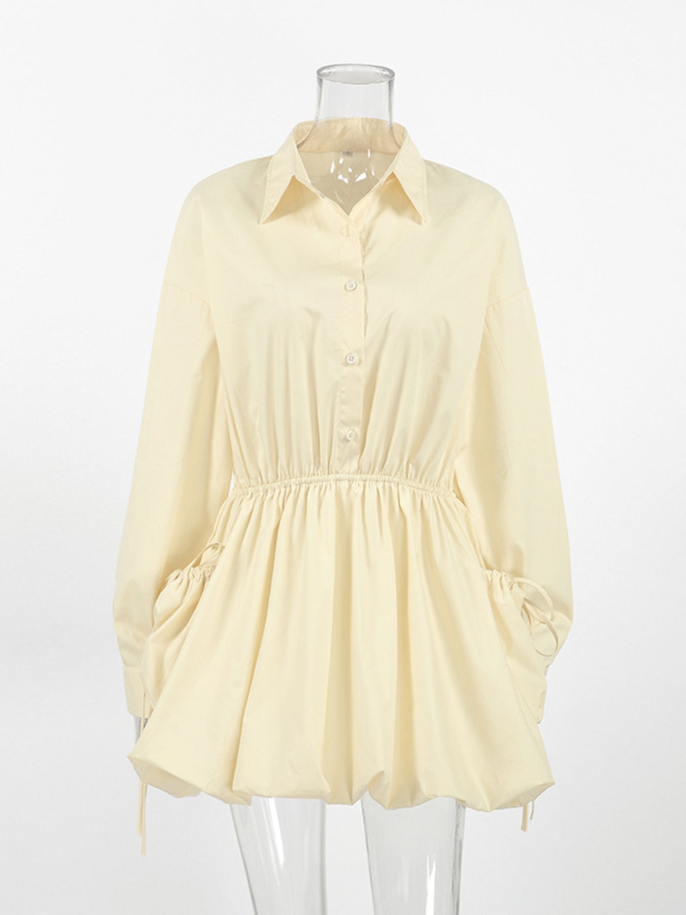 Button Front Bubble Hem Dress