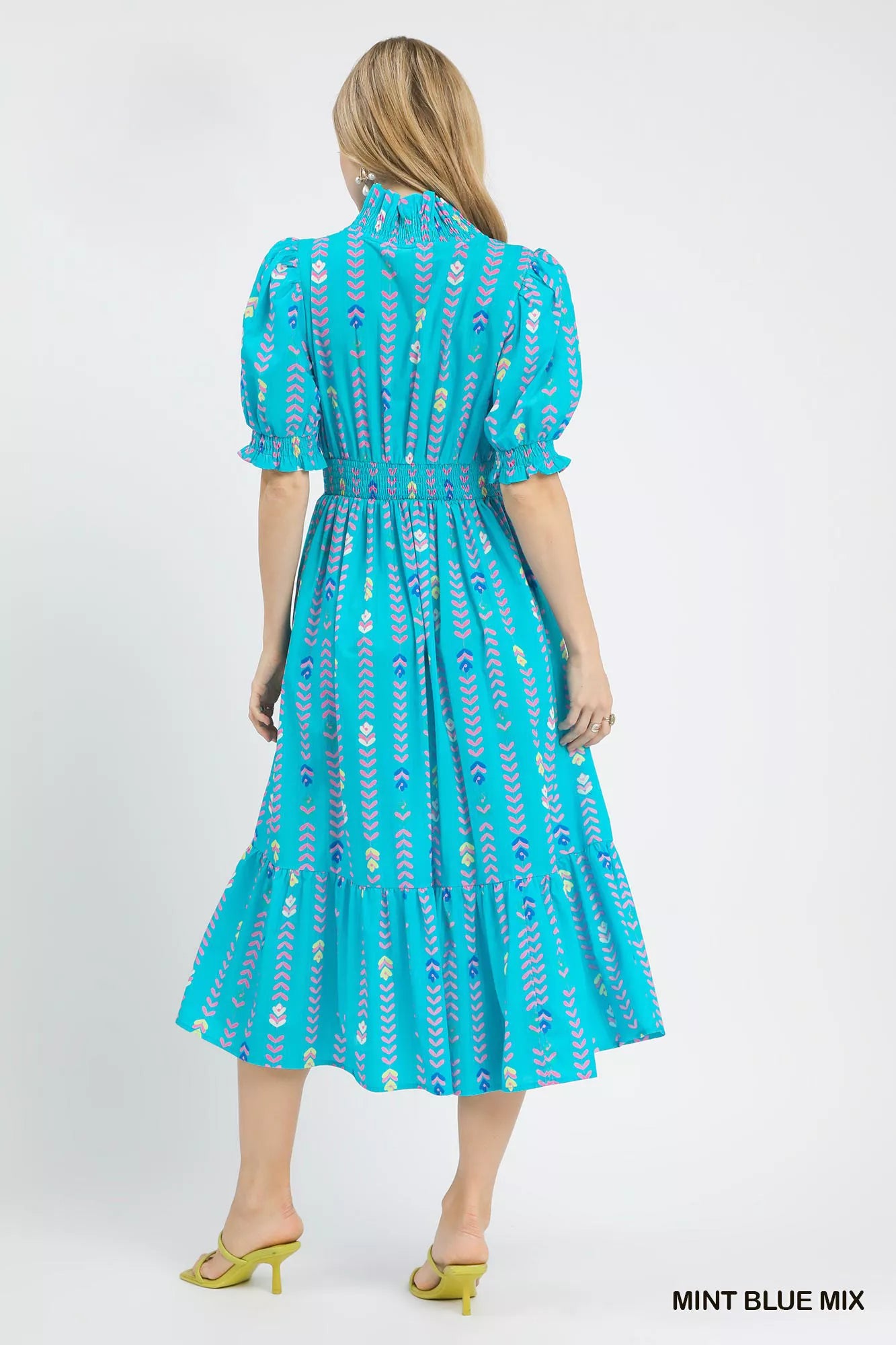 Umgee Vibrant Ruffle Smocked Midi Dress