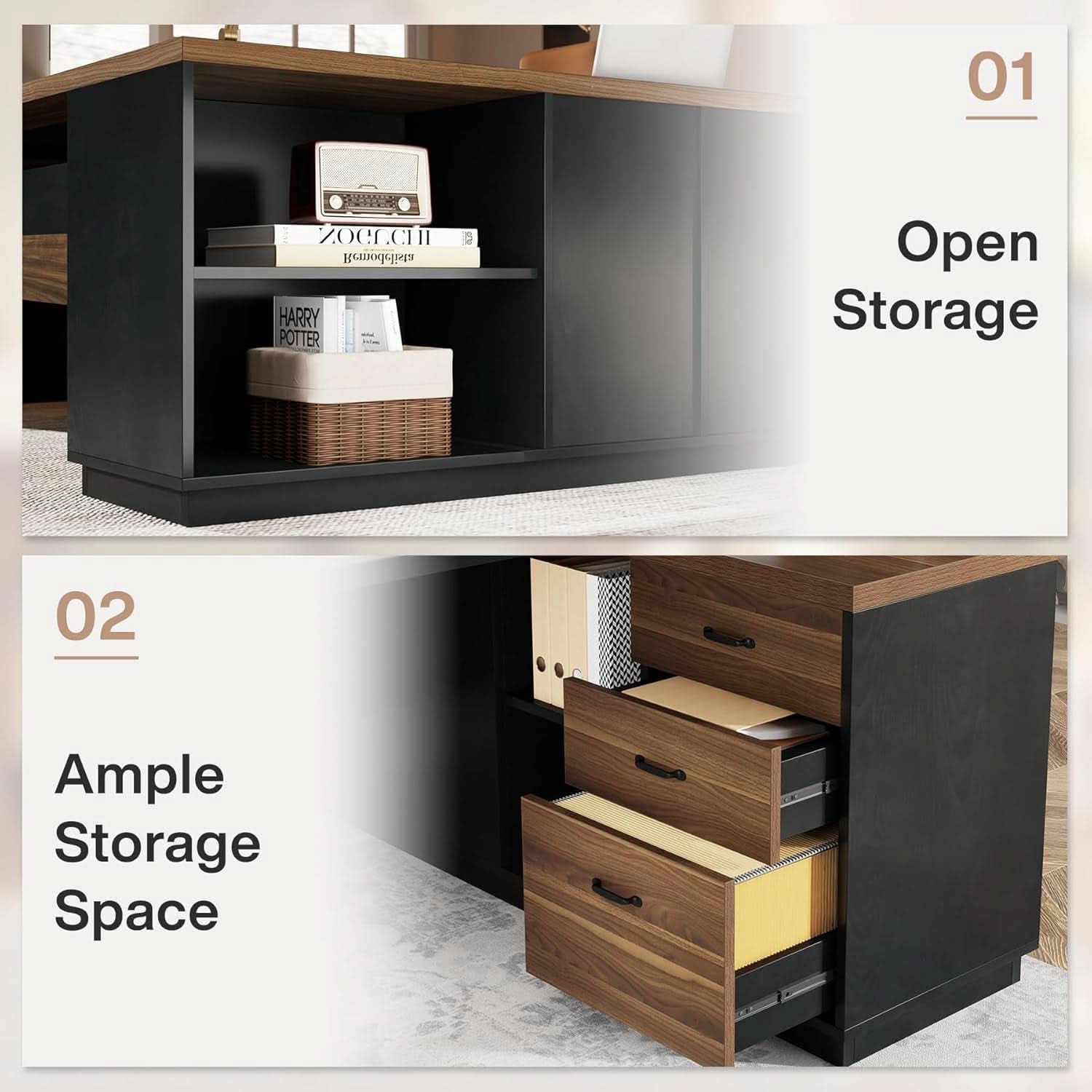 78 Inch Executive Desk Featuring Ample Storage Cabinets - Overture Gifts