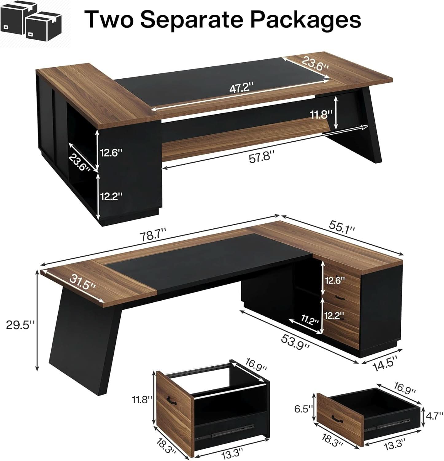 78 Inch Executive Desk Featuring Ample Storage Cabinets - Overture Gifts