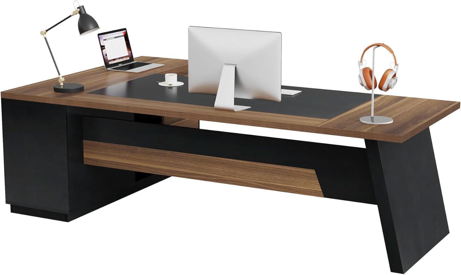 78 Inch Executive Desk Featuring Ample Storage Cabinets - Overture Gifts