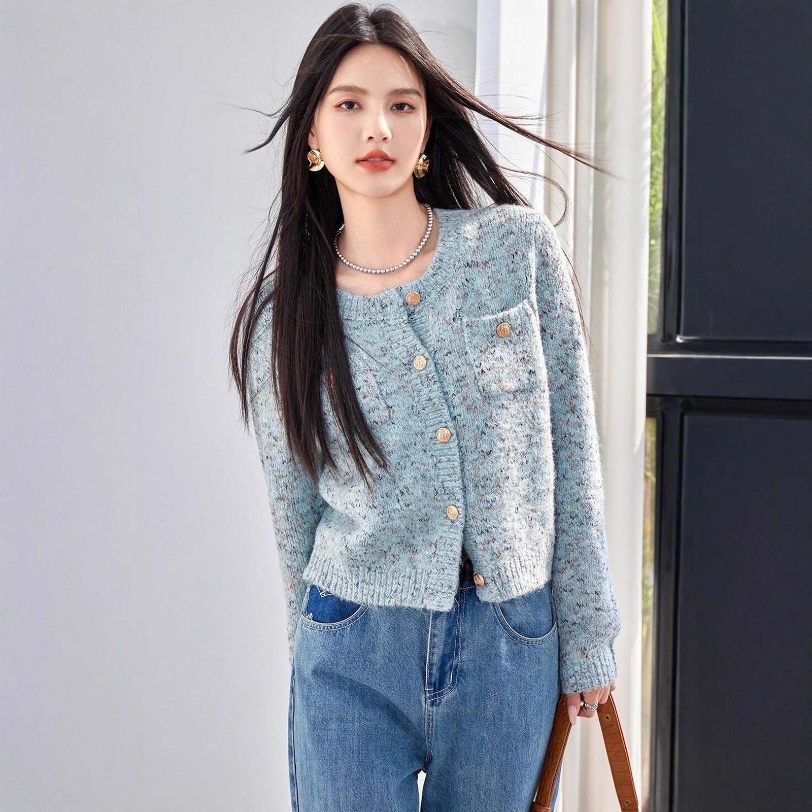 Chic Knit Cardigan Coat for Women, Soft and Cozy Cashmere-Style Sweater, Loose-Fit Elegant Top