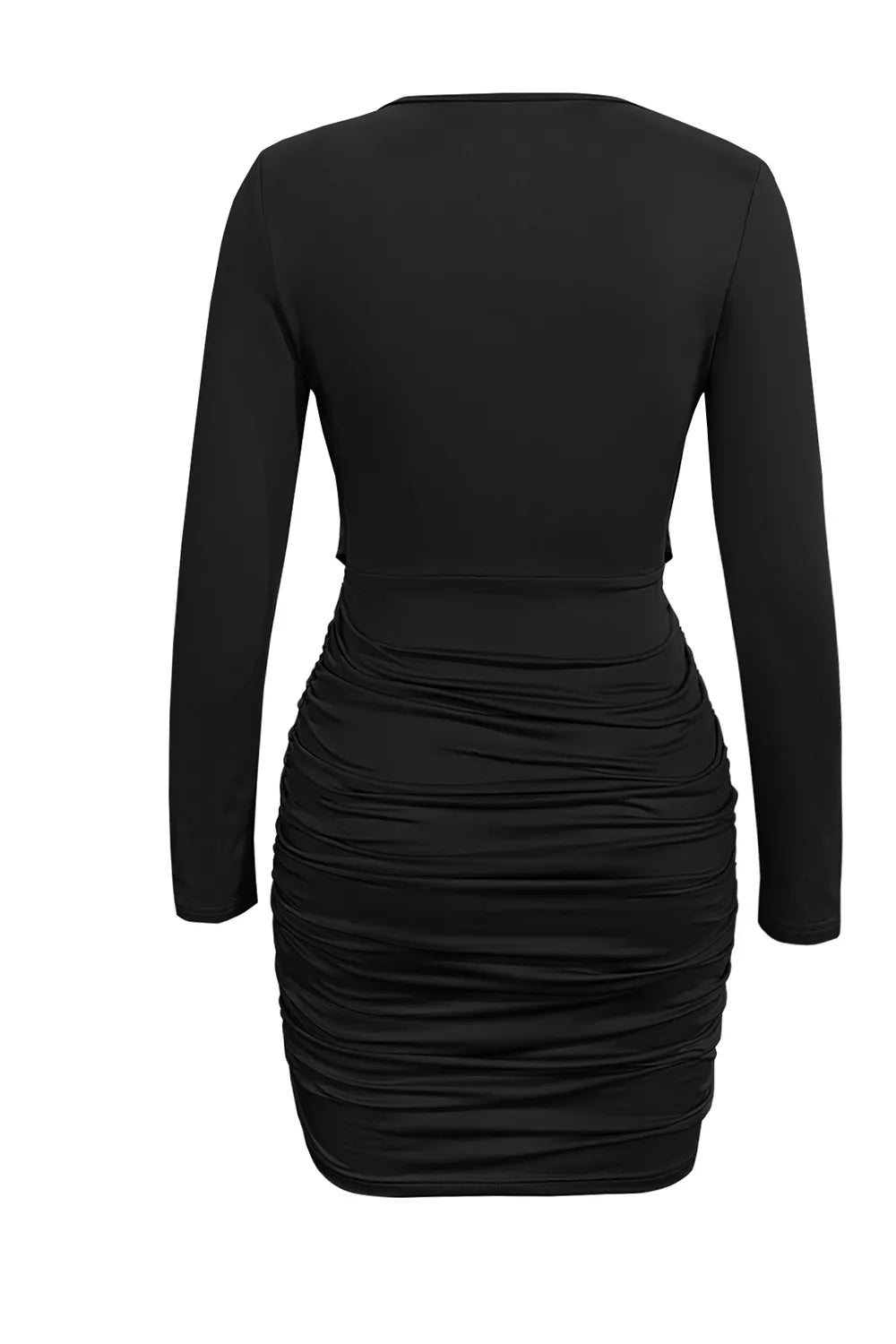 Ruched Cowl Neck Long Sleeve Mini Dress