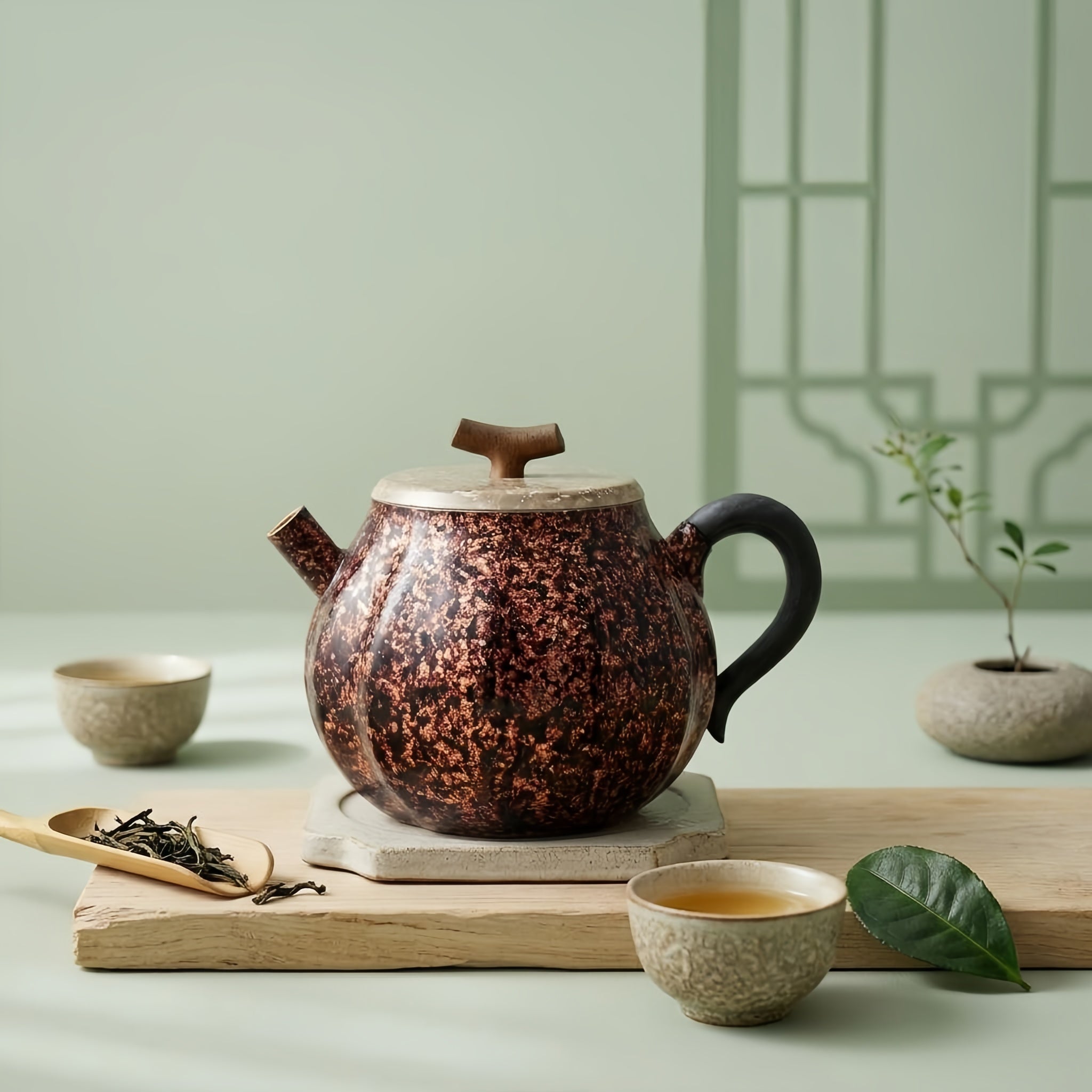 Pure 999 Fine Silver Elegant Metallic Teapot with Wooden Lid and Handle-Finely crafted small teapot - Handicraft