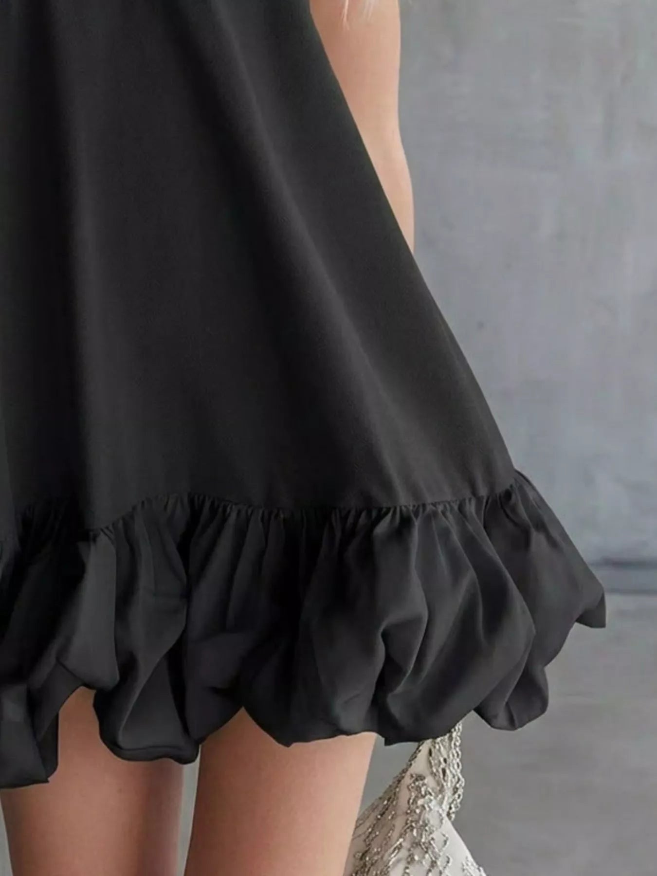 Full Size V-Neck Bubble Hem Mini Dress Plus Size