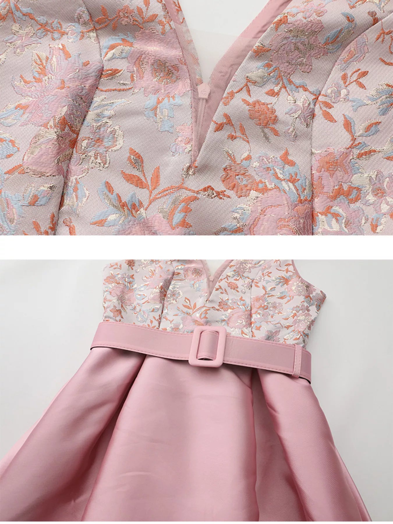 Floral Sleeveless Belted Midi Dress