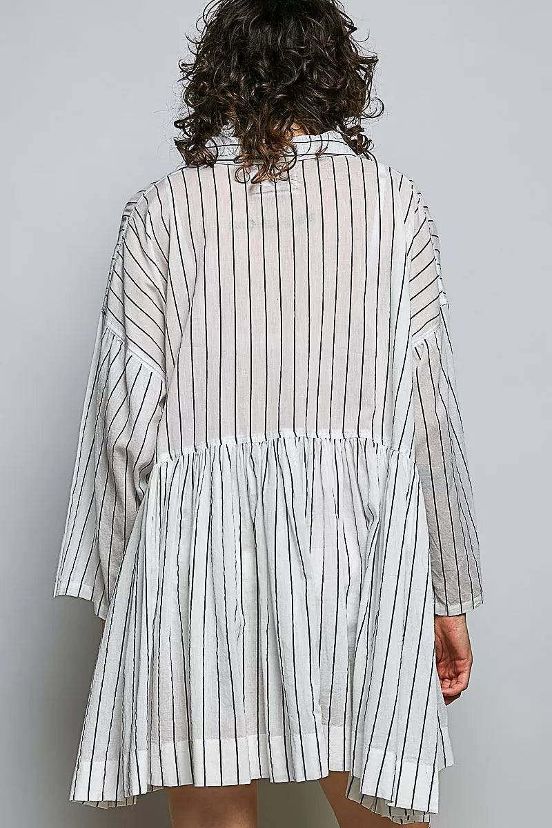 POL Striped Relaxed Fit Shirt Dress