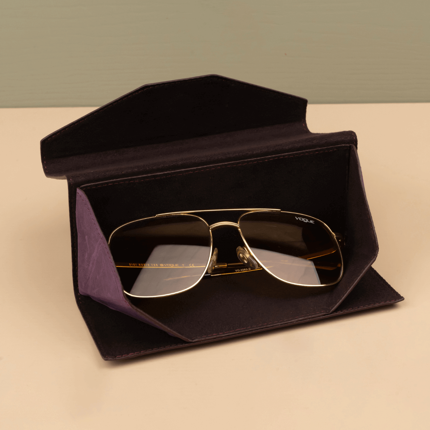 Luxury Leather Sunglasses Case - Purple - Louisville
