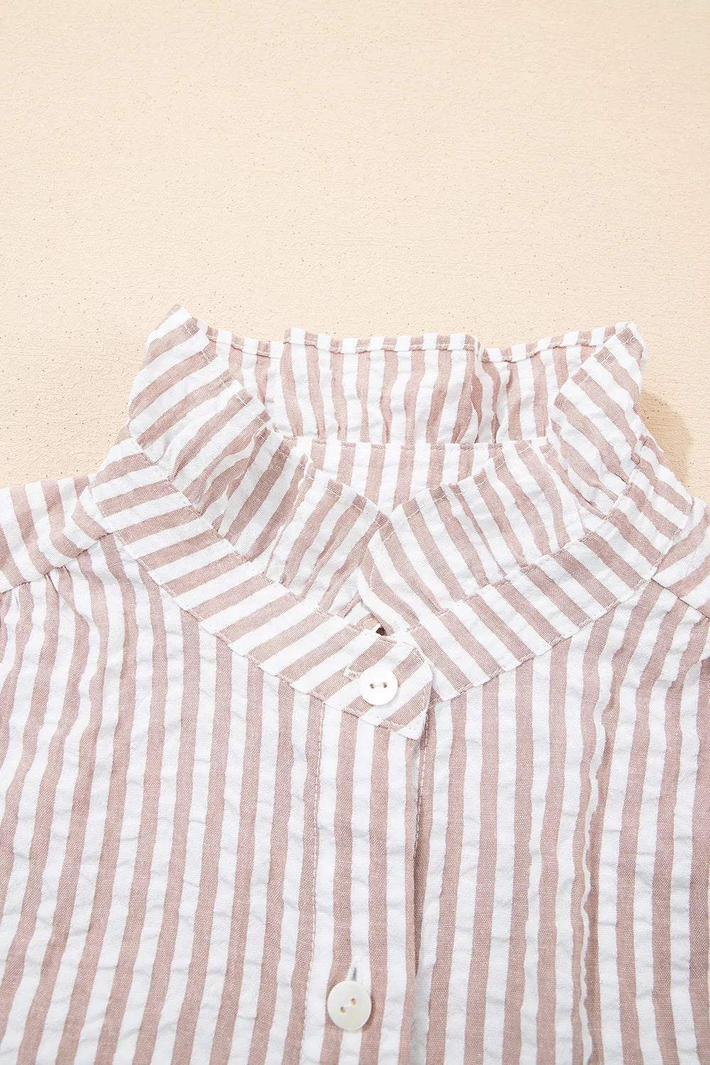 Stripe Frilled Collar Half Sleeve Shirt Dress