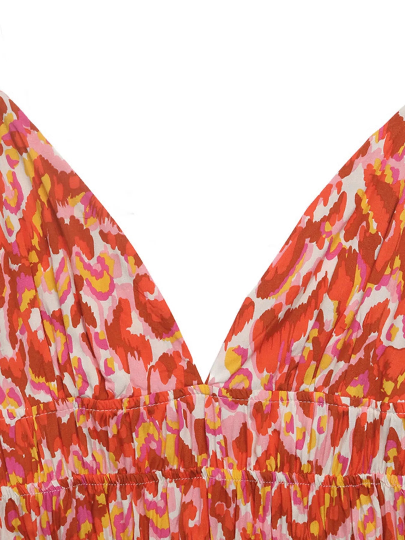 Printed V-Neck Sleeveless Smocked Maxi Dress
