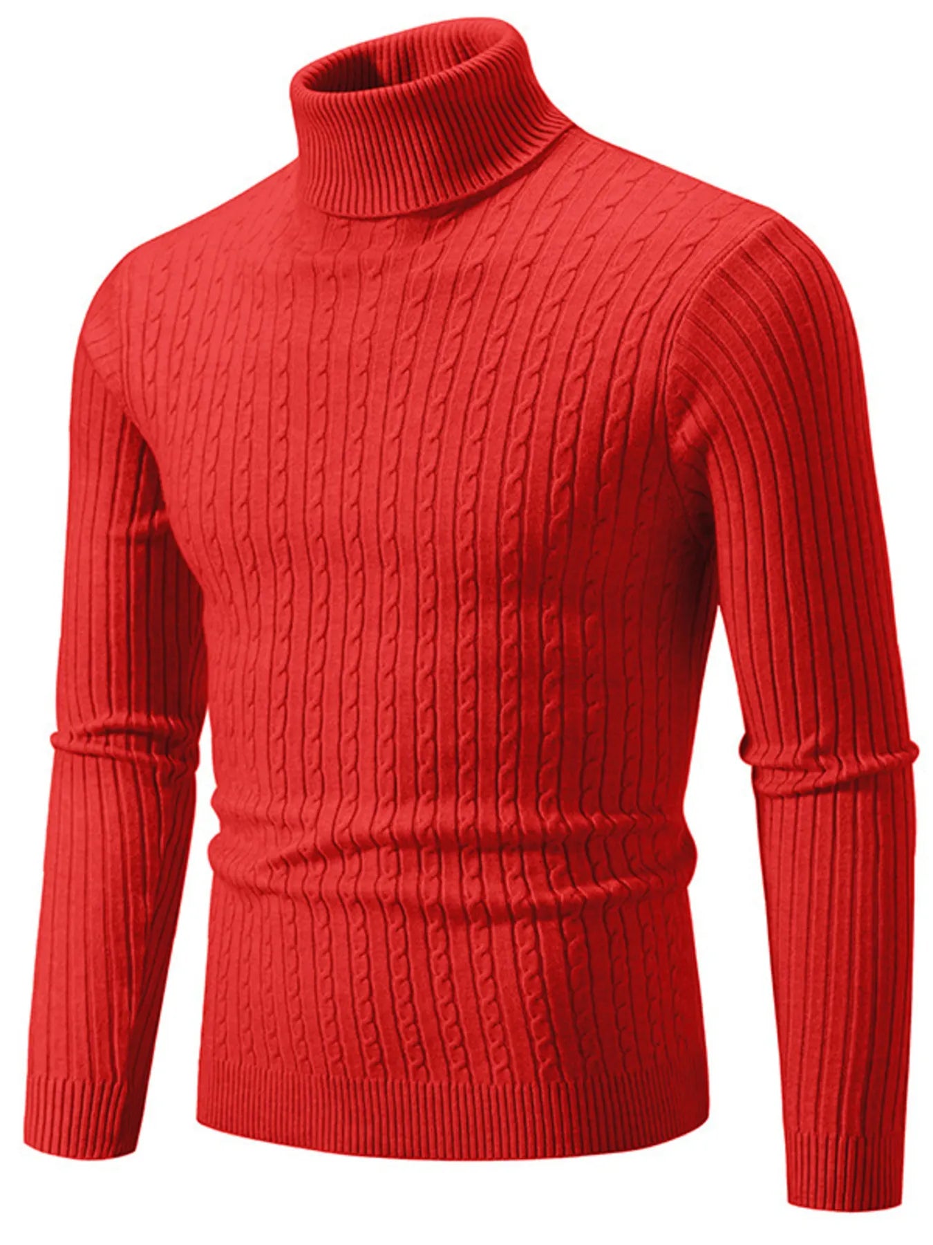 Men's Plus Size Ribbed Turtleneck Long Sleeve Sweater