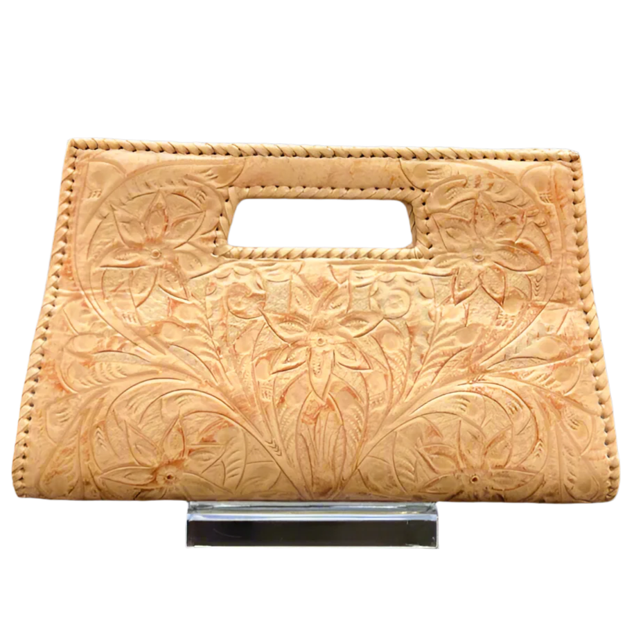 The Caroline| Hand-Tooled Leather Clutch & Crossbody