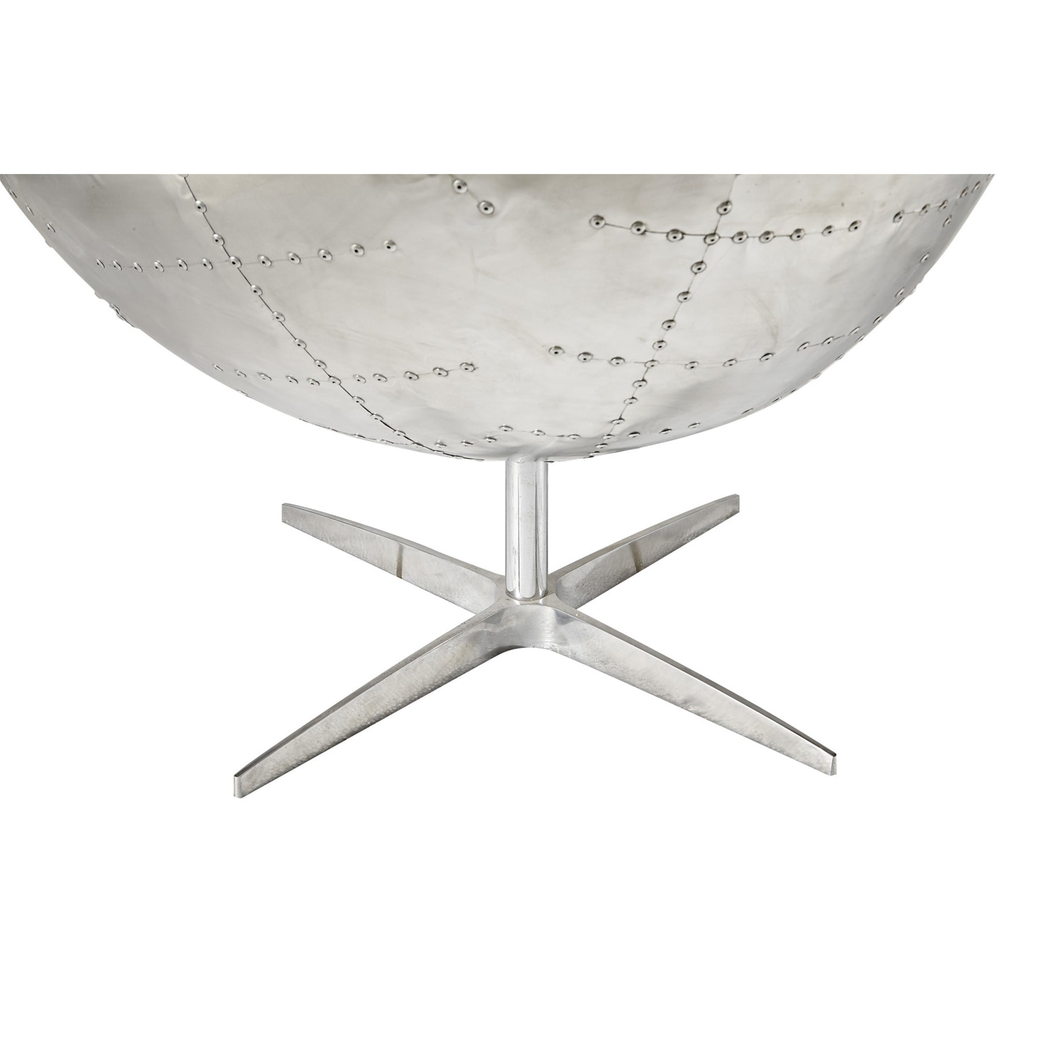 Cruz Modern Egg Chair - Brown Leather and Metal Spitfire Shell