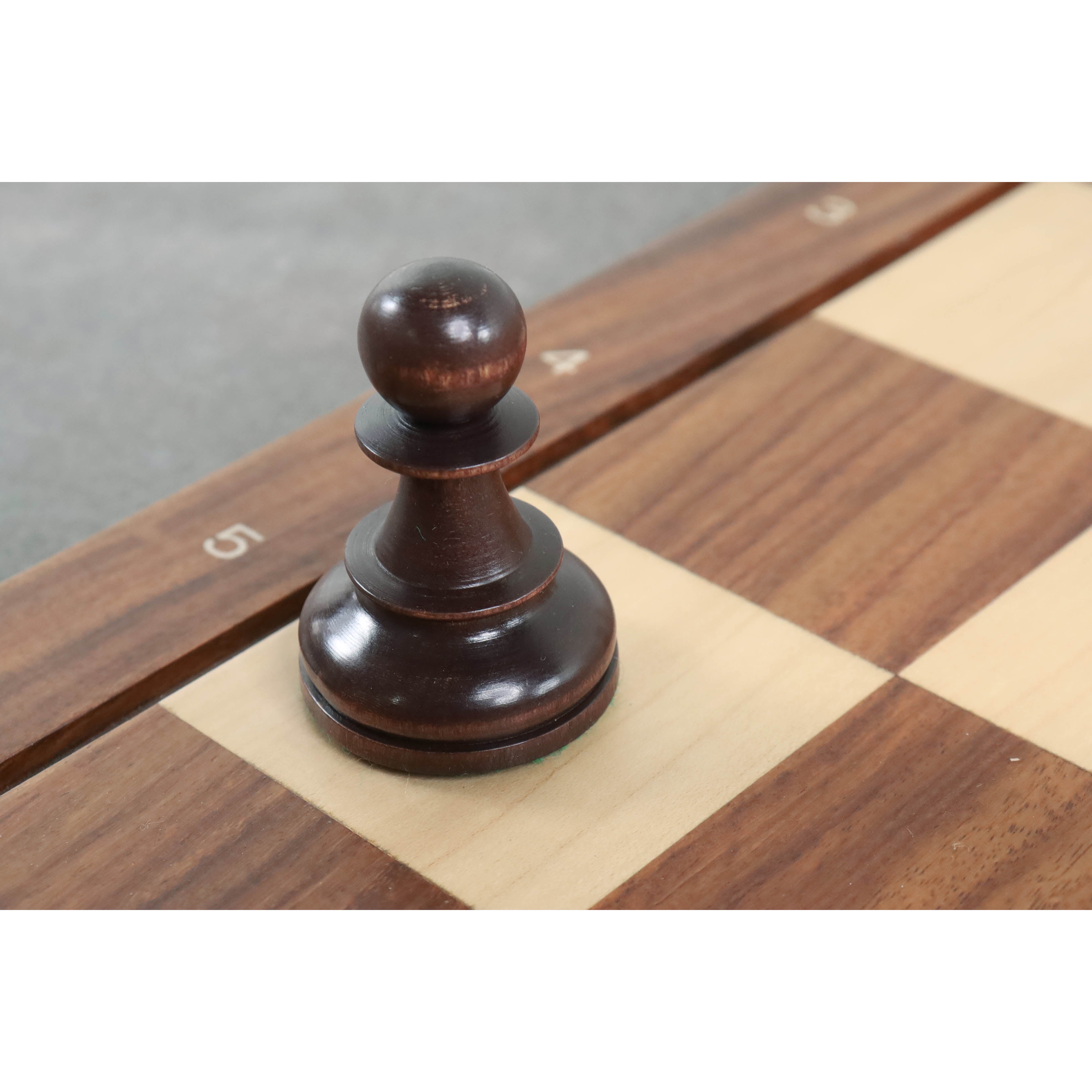 1950s' Fischer Dubrovnik Chess Set- Chess Pieces Only - Mahogany Stained & Boxwood - 3.8" King