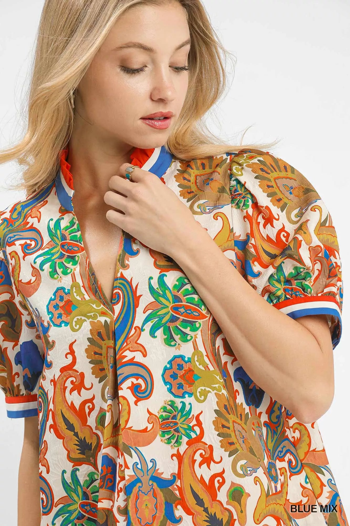 Umgee Jacquard Abstract Print Mini Dress