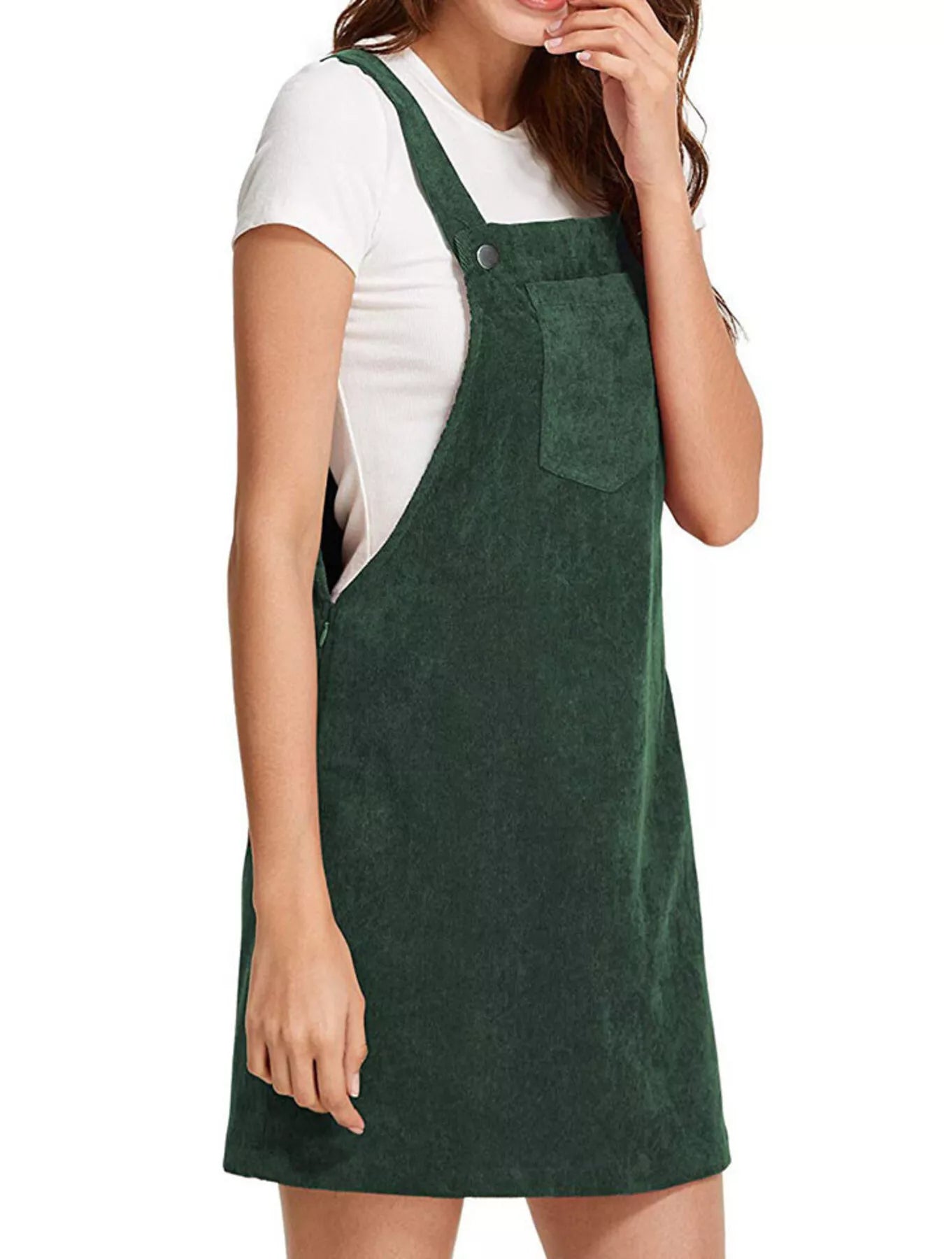 Corduroy Wide Strap Overall Dress