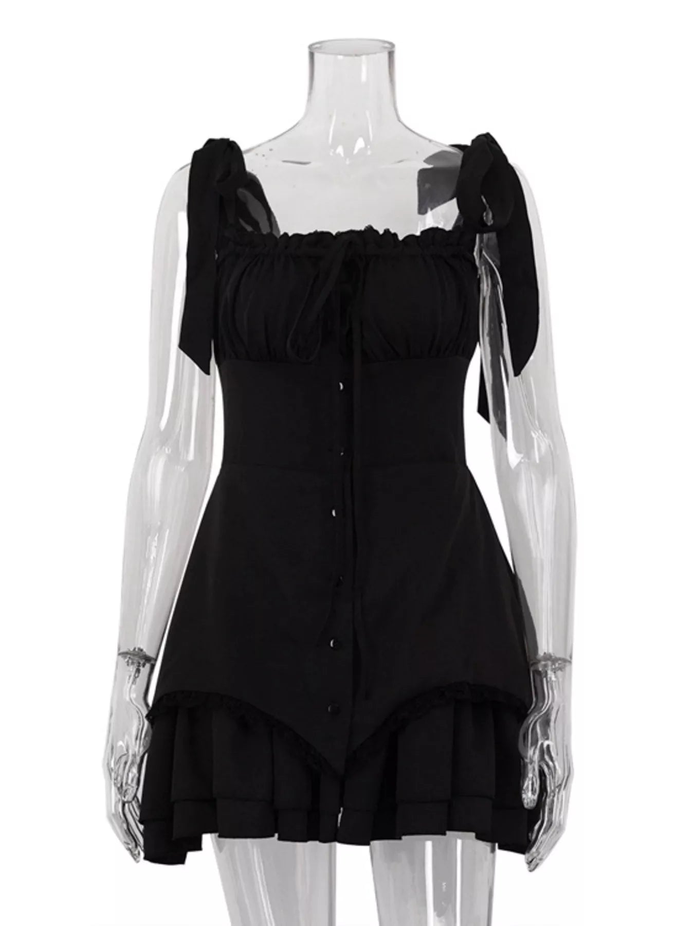 Tie-Shoulder Ruffled Mini Dress