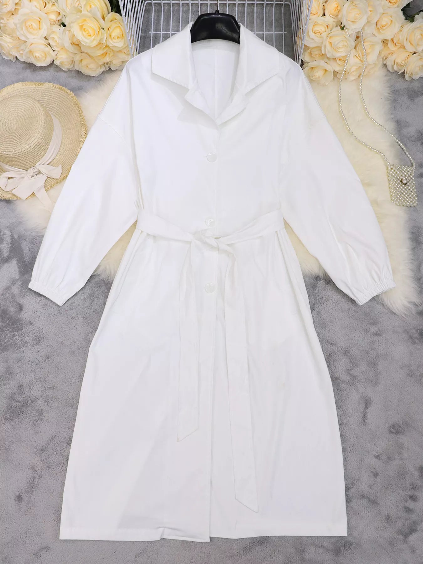 Tie Waist Midi Shirt Dress