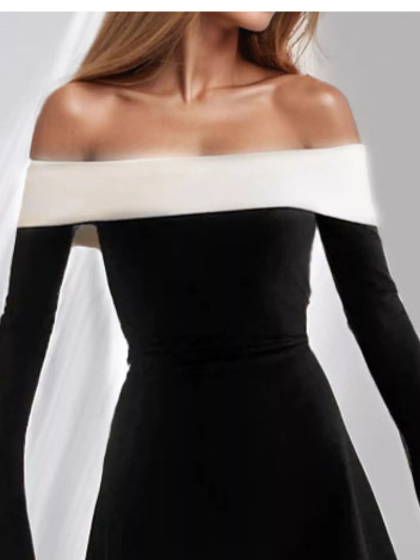 Off-Shoulder Flare Sleeve Mini Dress