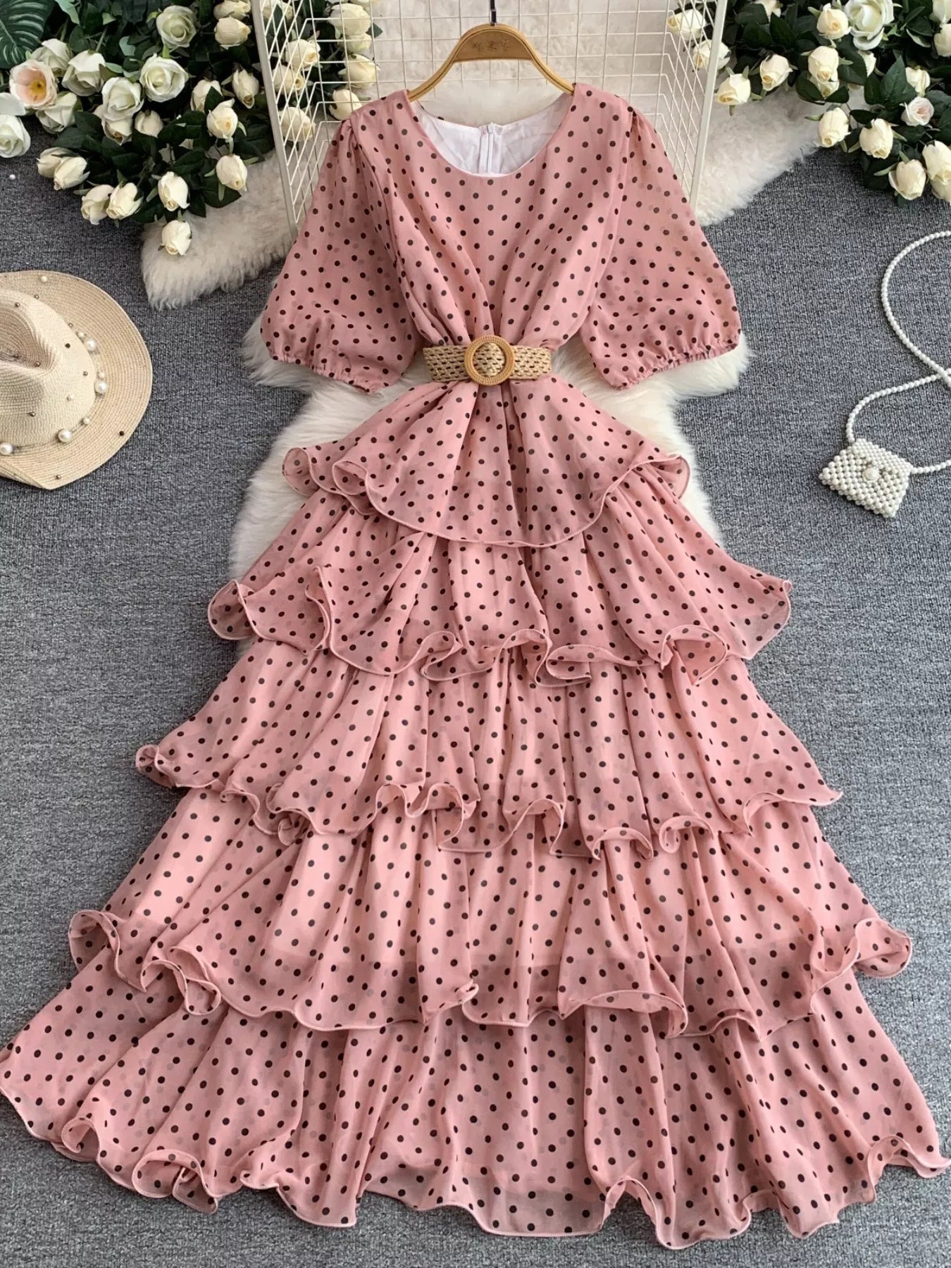 Polka Dot Ruffled Tiered Dress