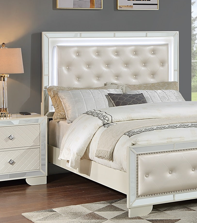 King Size Bed With LED And 2 Nightstands