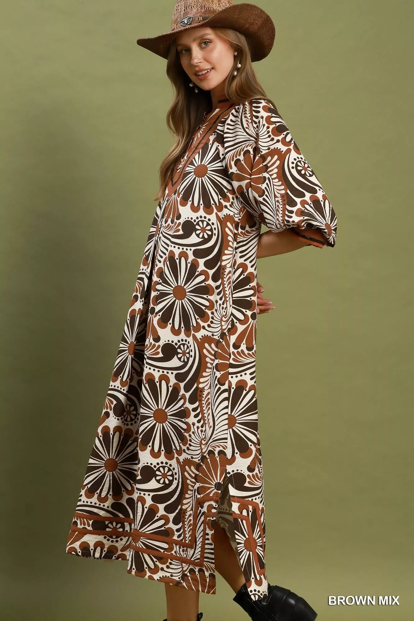 Umgee Abstract Print Midi Dress