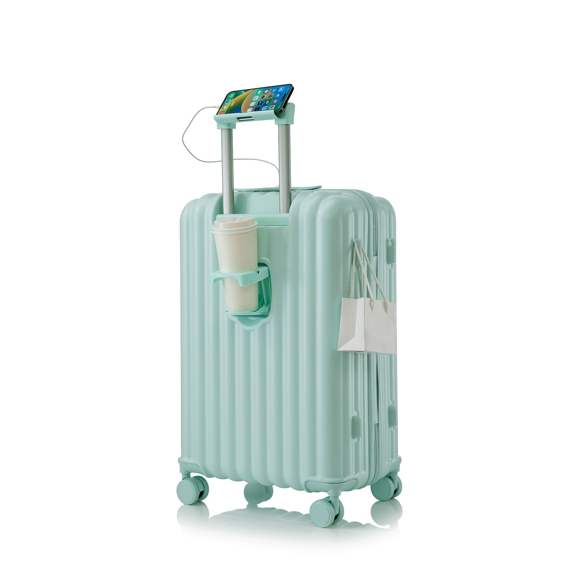 20" / 24" / 28" 3 Pieces / Set Spinner Wheel Luggage, Carry On Suitcase, With Cup Holder & USB Port & Phone Holder