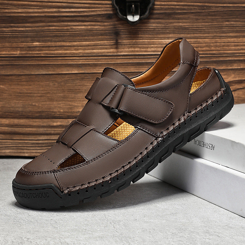 Mens Sandals Summer Full-grain Leather