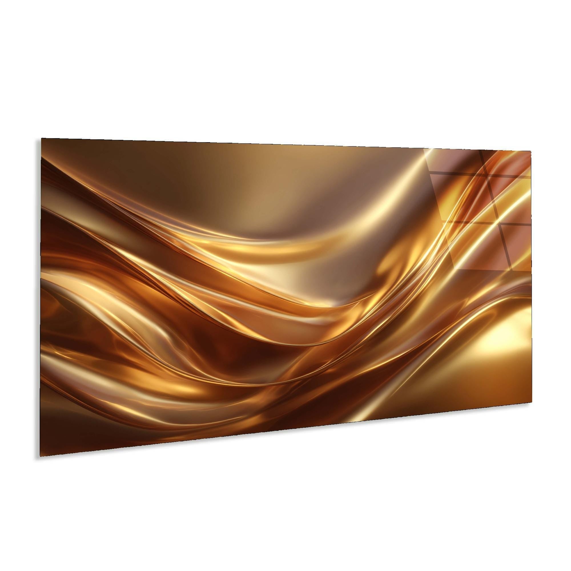 Liquid Gold Abstract Glass Wall Art | Modern Luxury Decor