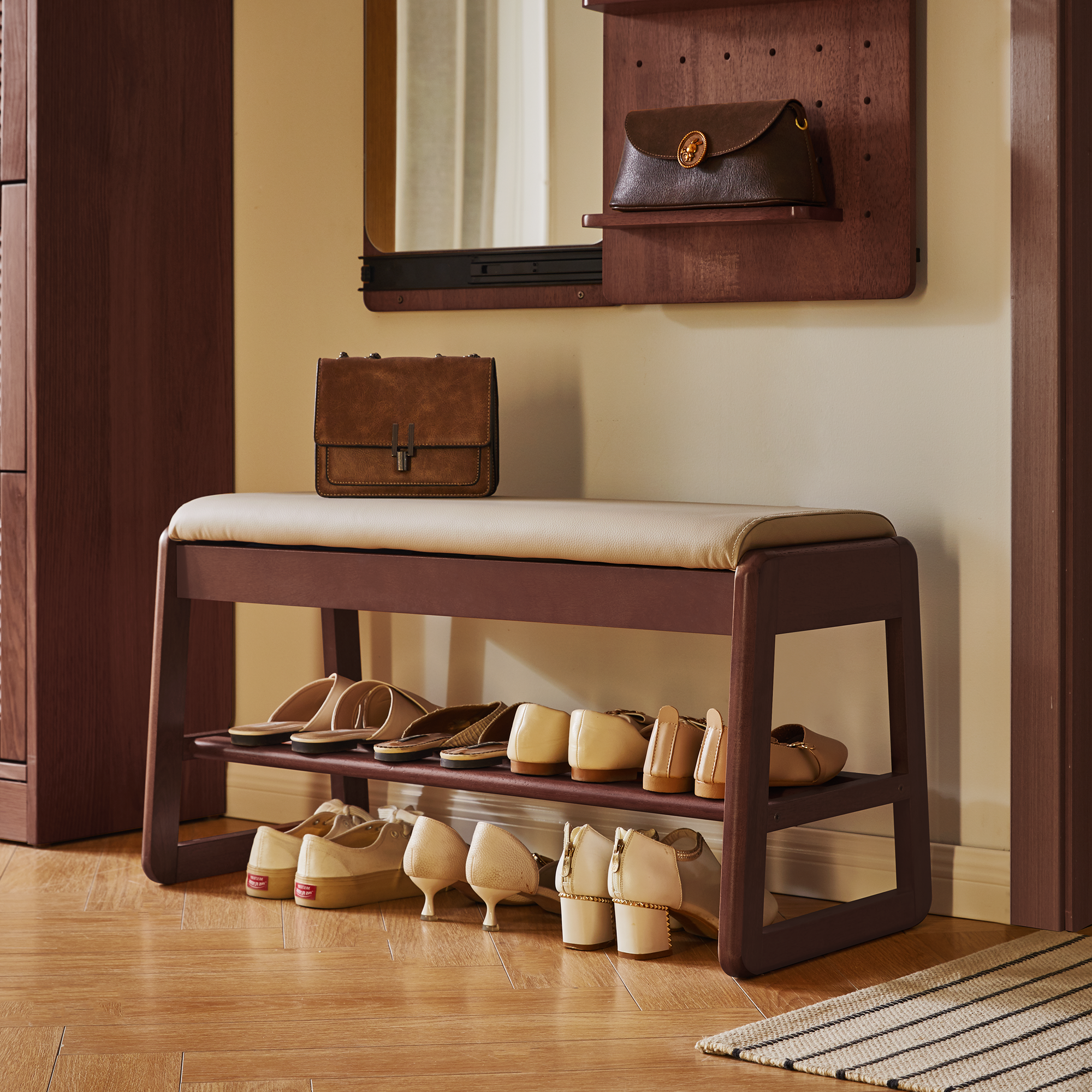 Wood Shoe Storage Bench