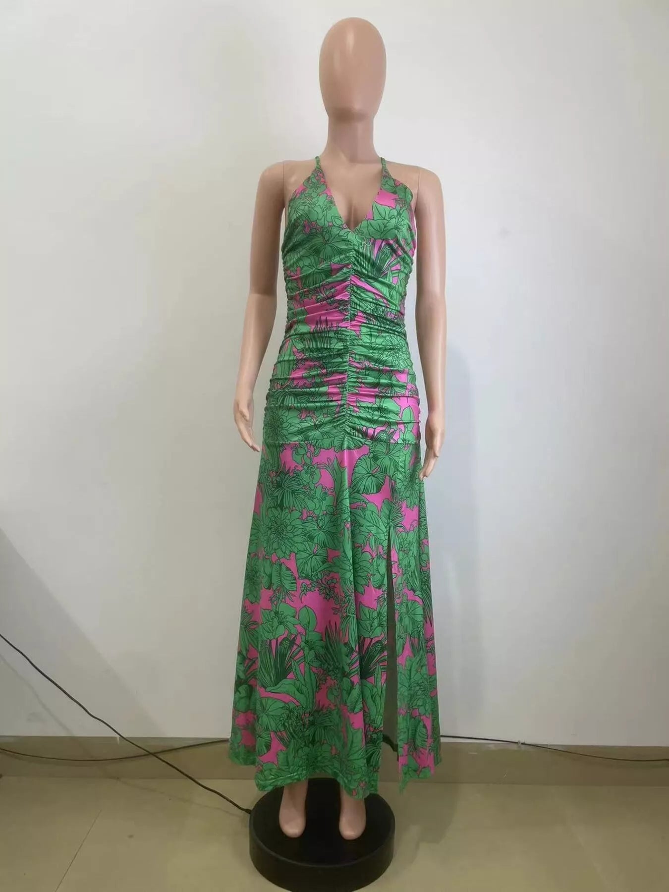 Printed Halter Neck Maxi Dress
