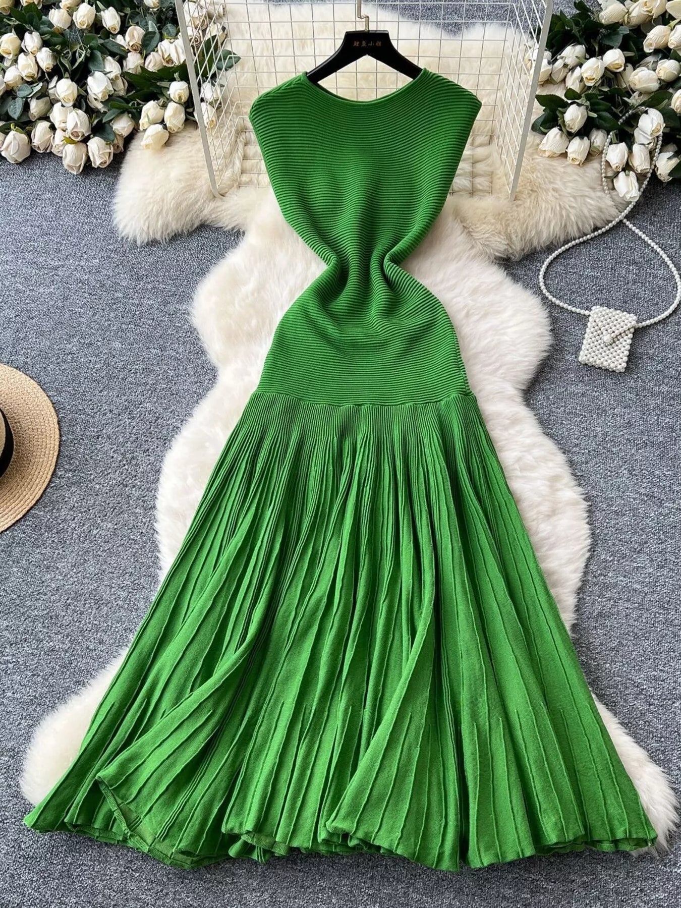 Sleeveless Textured Knit Dress