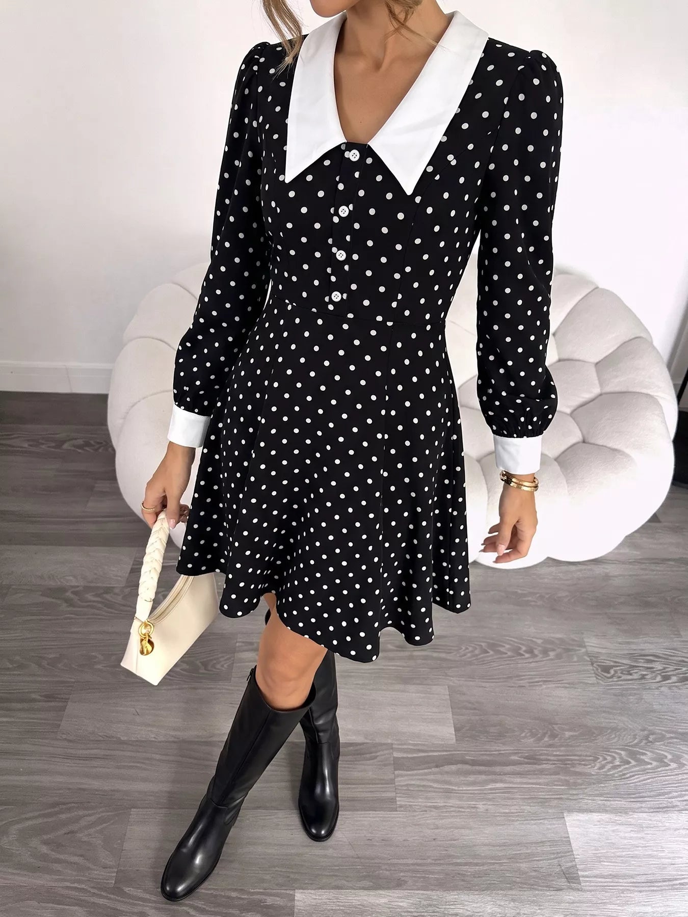 Polka Dot Peter Pan Collar Dress