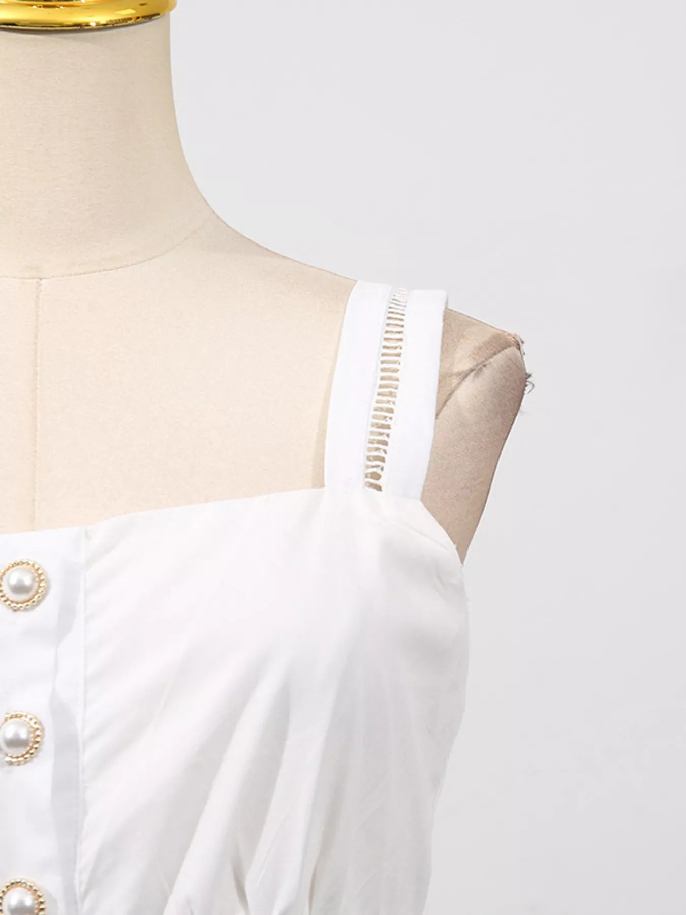 Sleeveless Eyelet Embroidered Button-Down Midi Dress