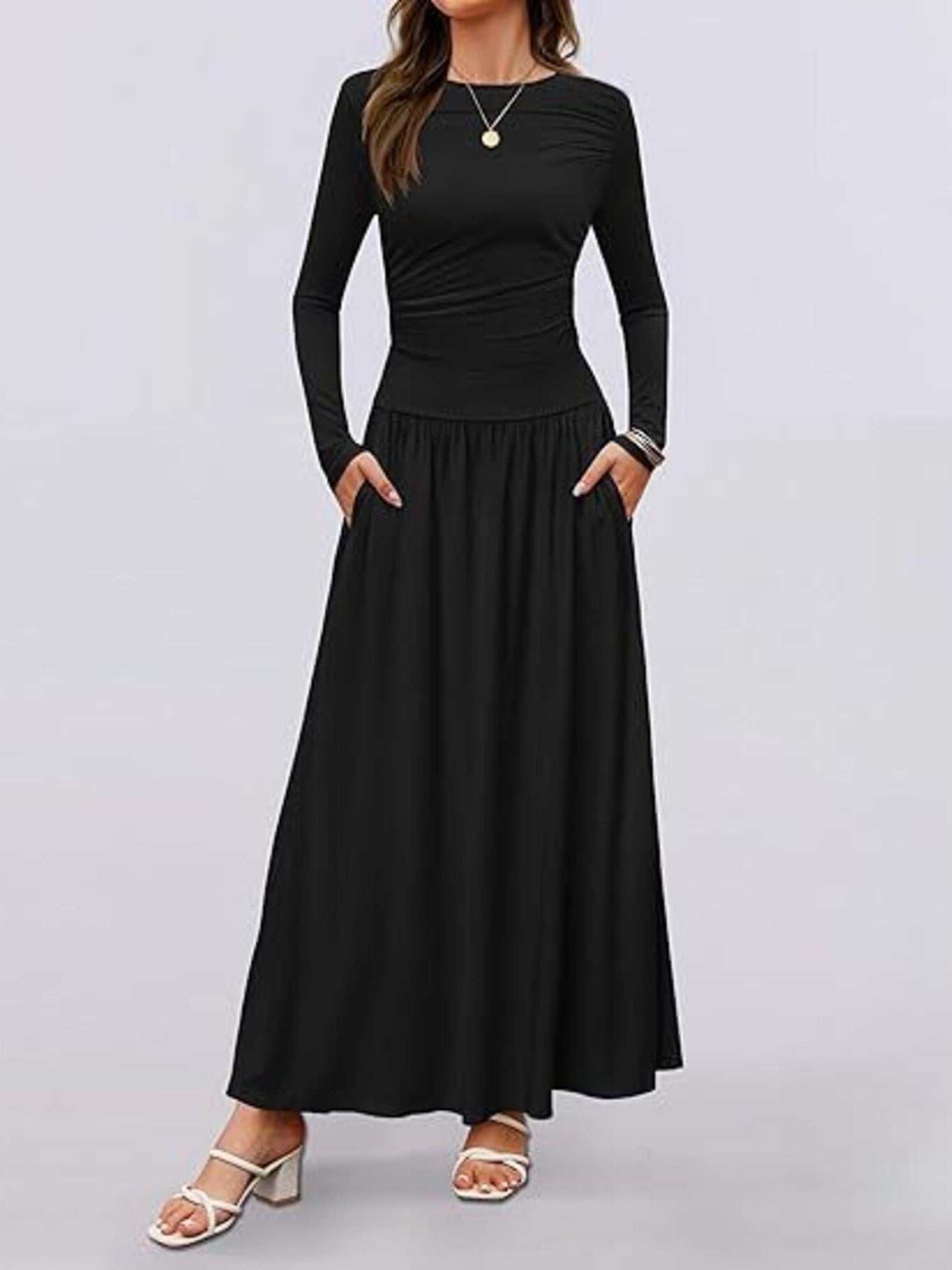 Long Sleeve Maxi Dress with Pockets