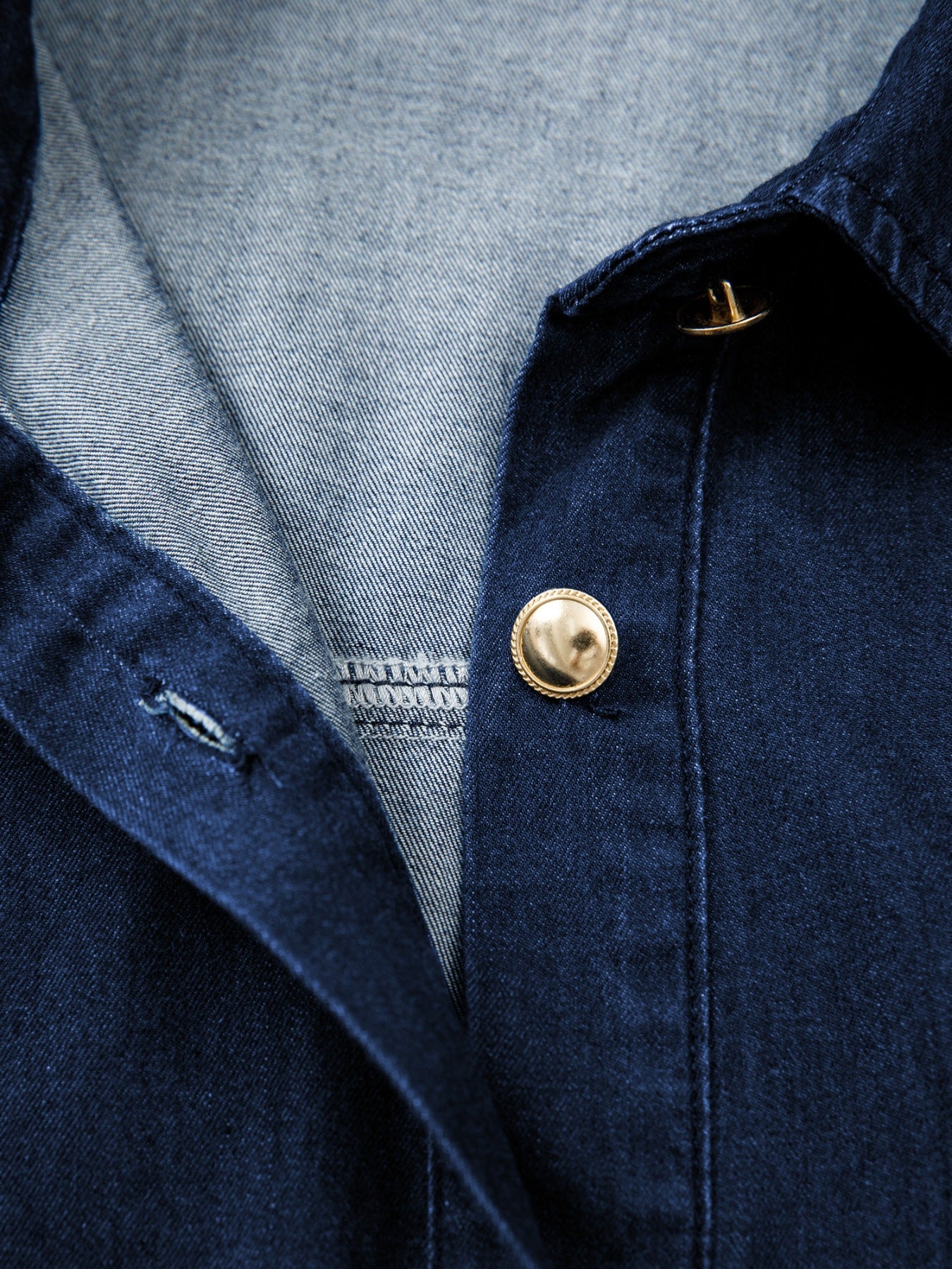 Belted Button-Down Midi Denim Dress