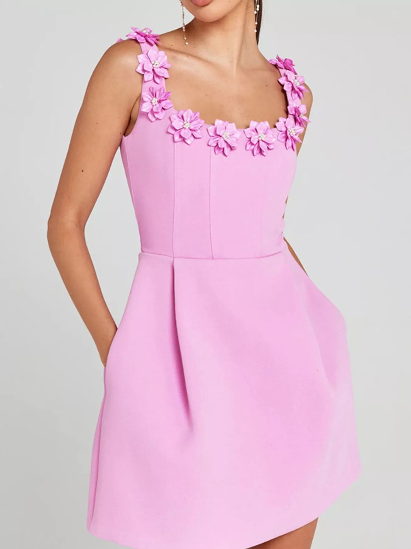 Floral Sleeveless Mini Dress with Pockets