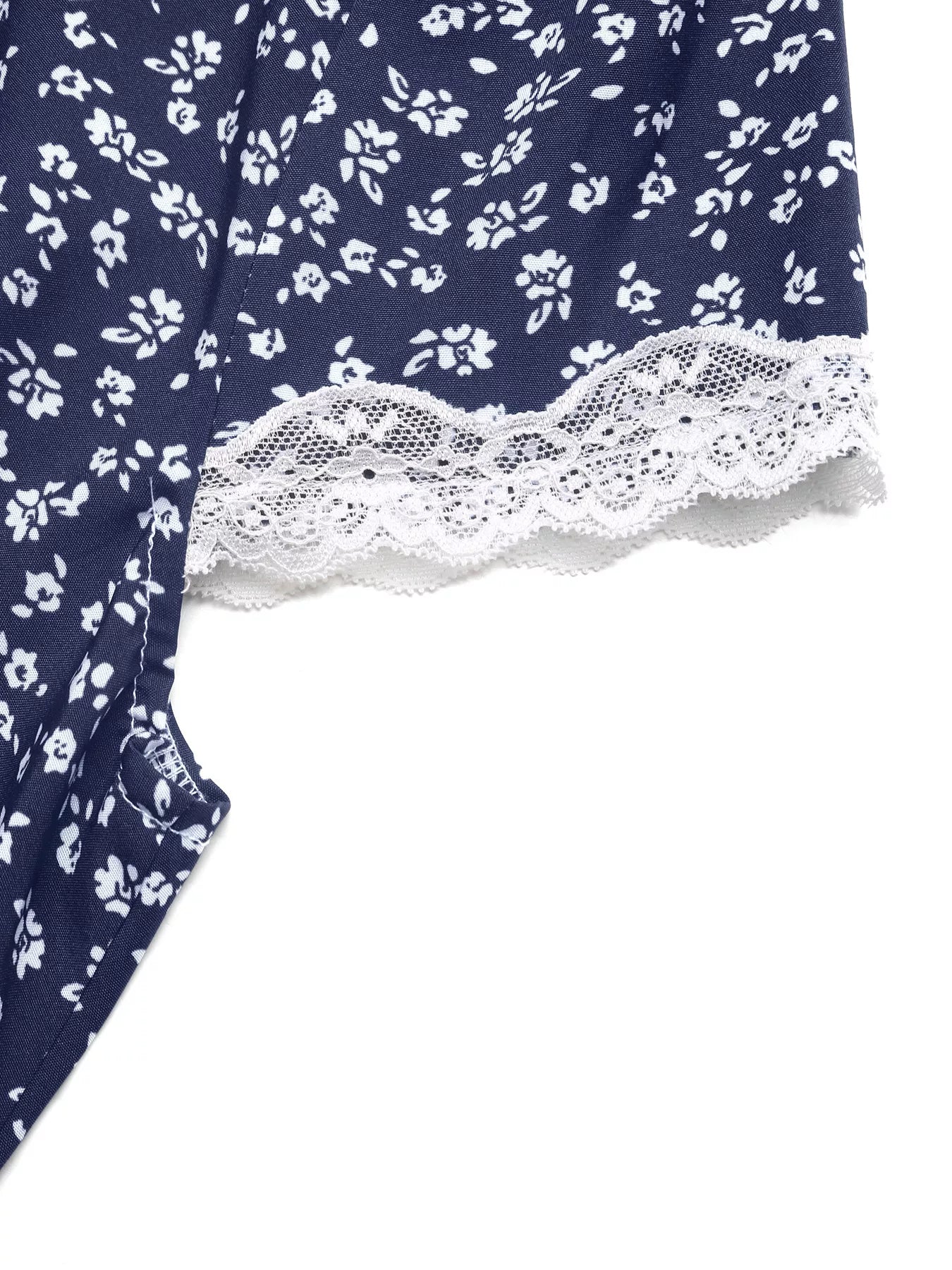 Floral Print Lace Trim Maxi Dress