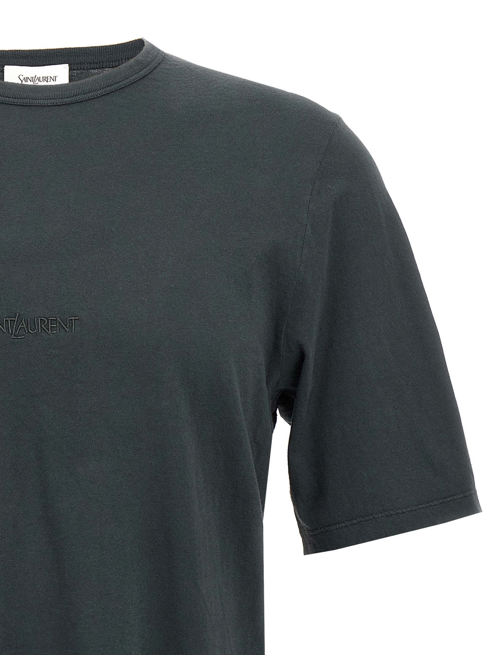 Saint Laurent Men Logo Embroidery T-Shirt