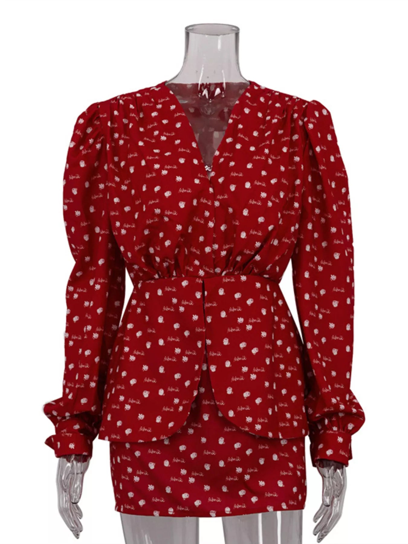 Polka Dot Long Sleeve Layered Dress