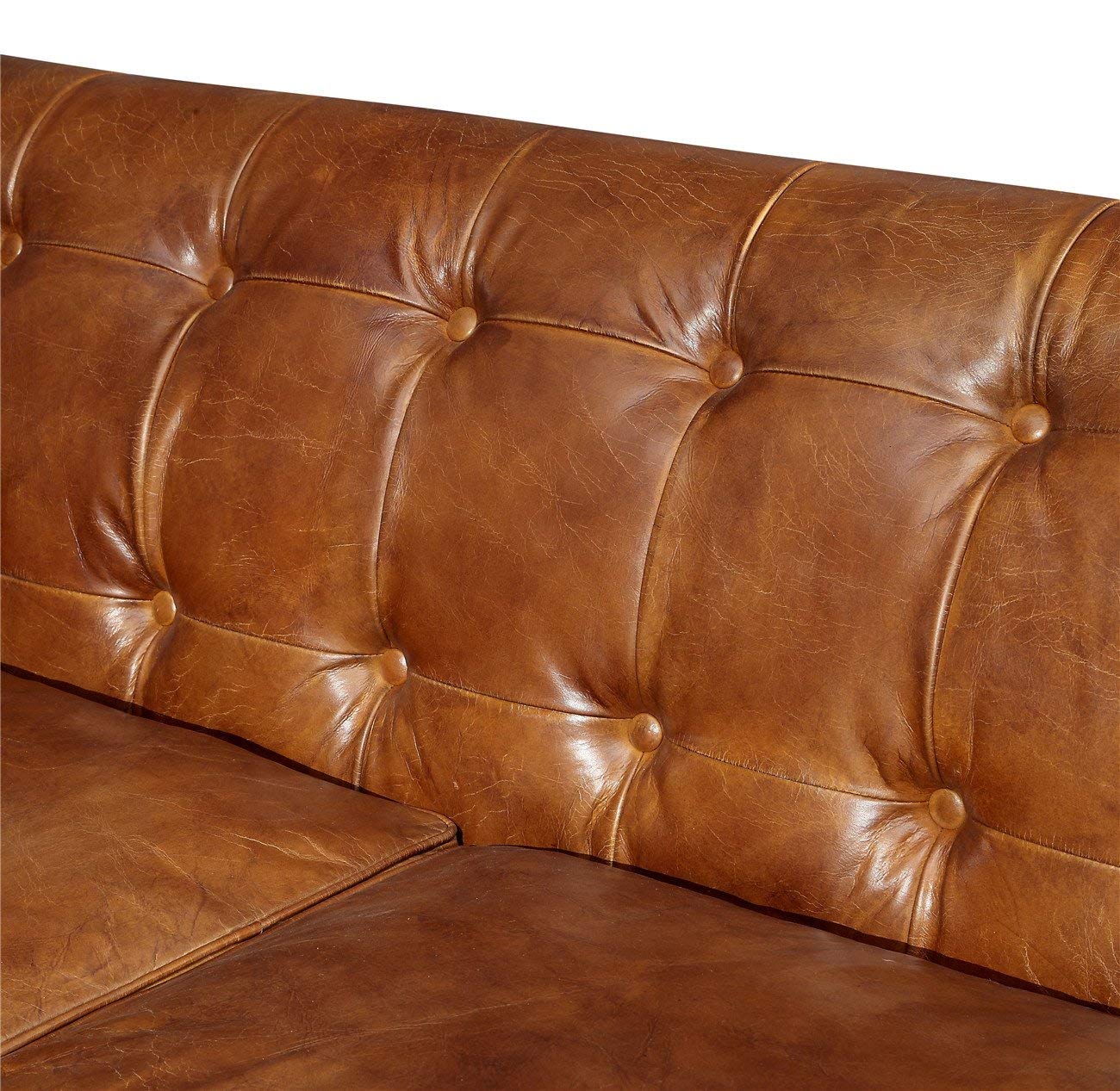 Tuxedo Leather Sofa - Light Brown