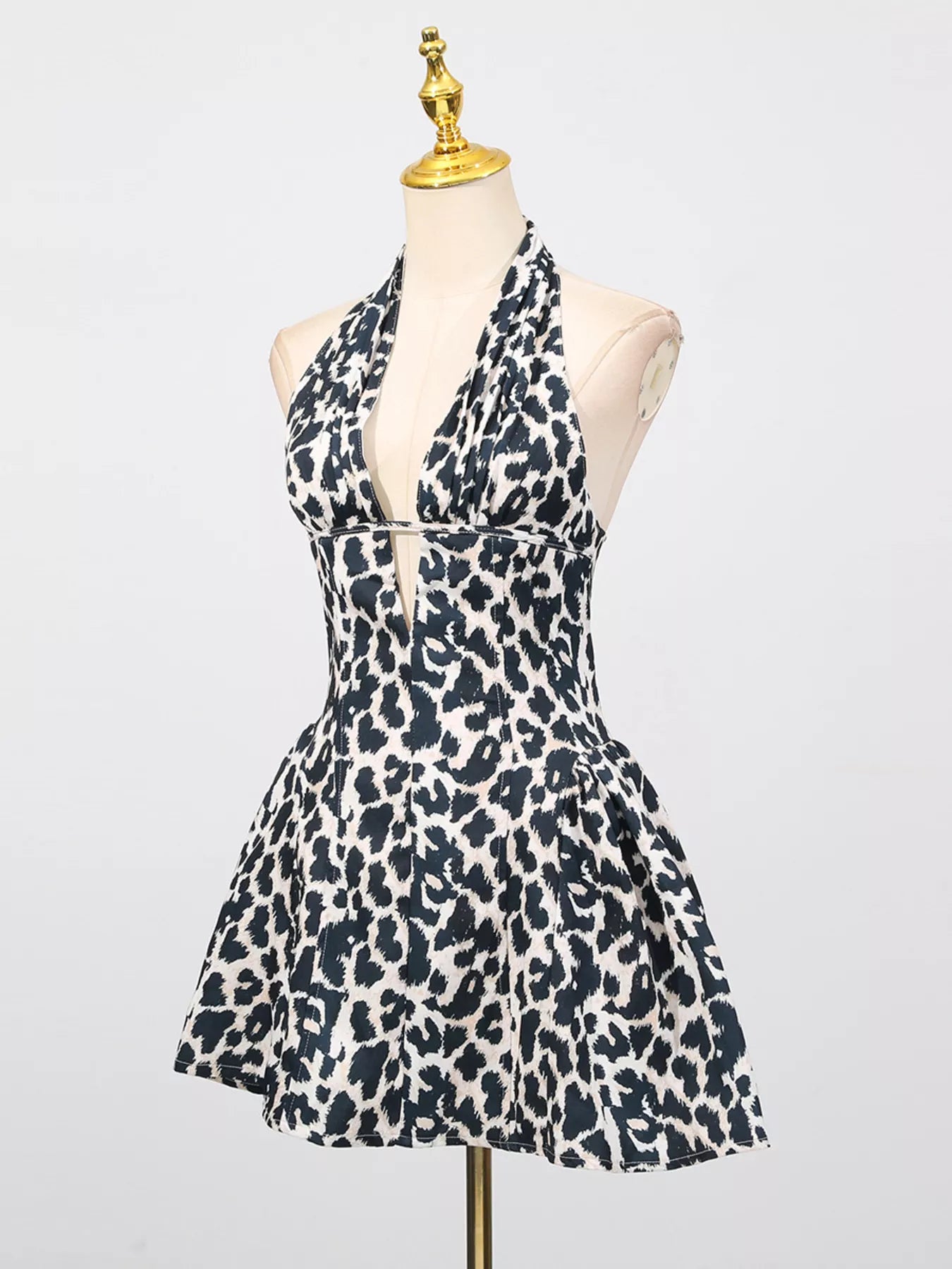 Leopard Print Halter Neck Mini Dress
