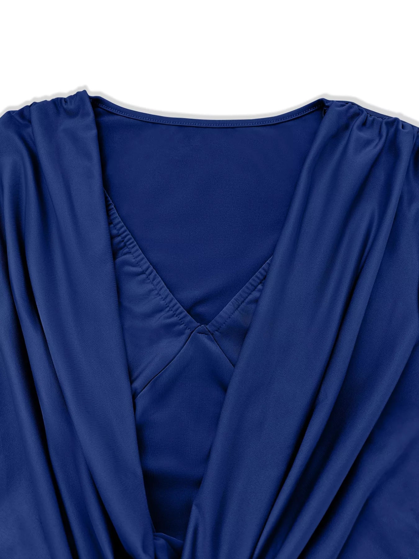 Draped V-Neck Long Sleeve Bodycon Mini Dress
