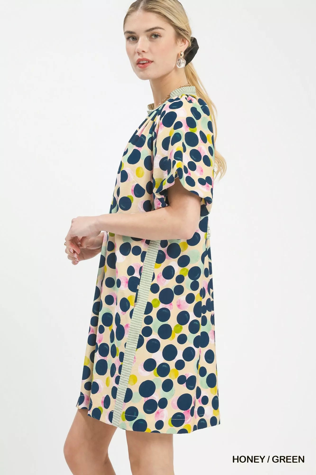 Umgee Polka Dot Print Tunic Dress