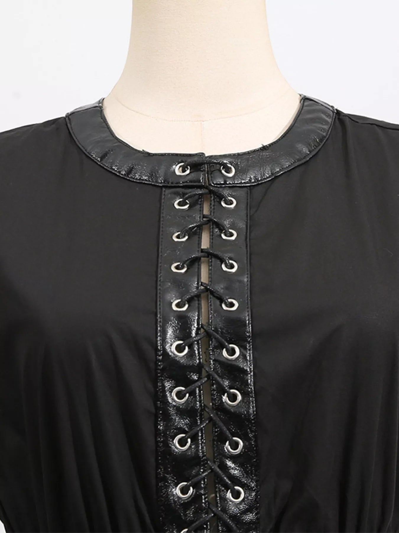 Lace-Up Corset Sleeveless Midi Dress