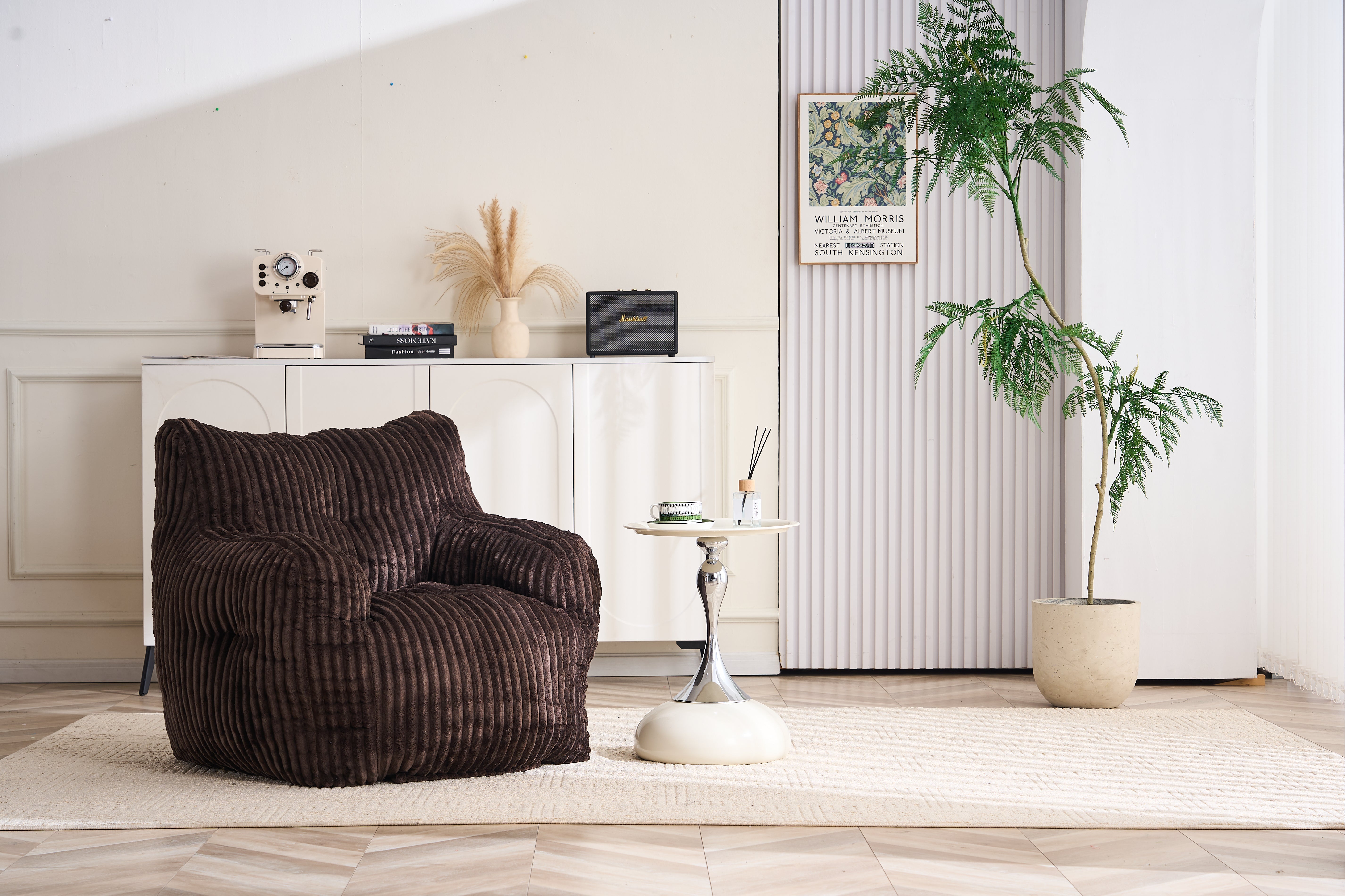 Soft Fluffy Corduroy Fabric Bean Bag Chair Filled With Memory Sponge