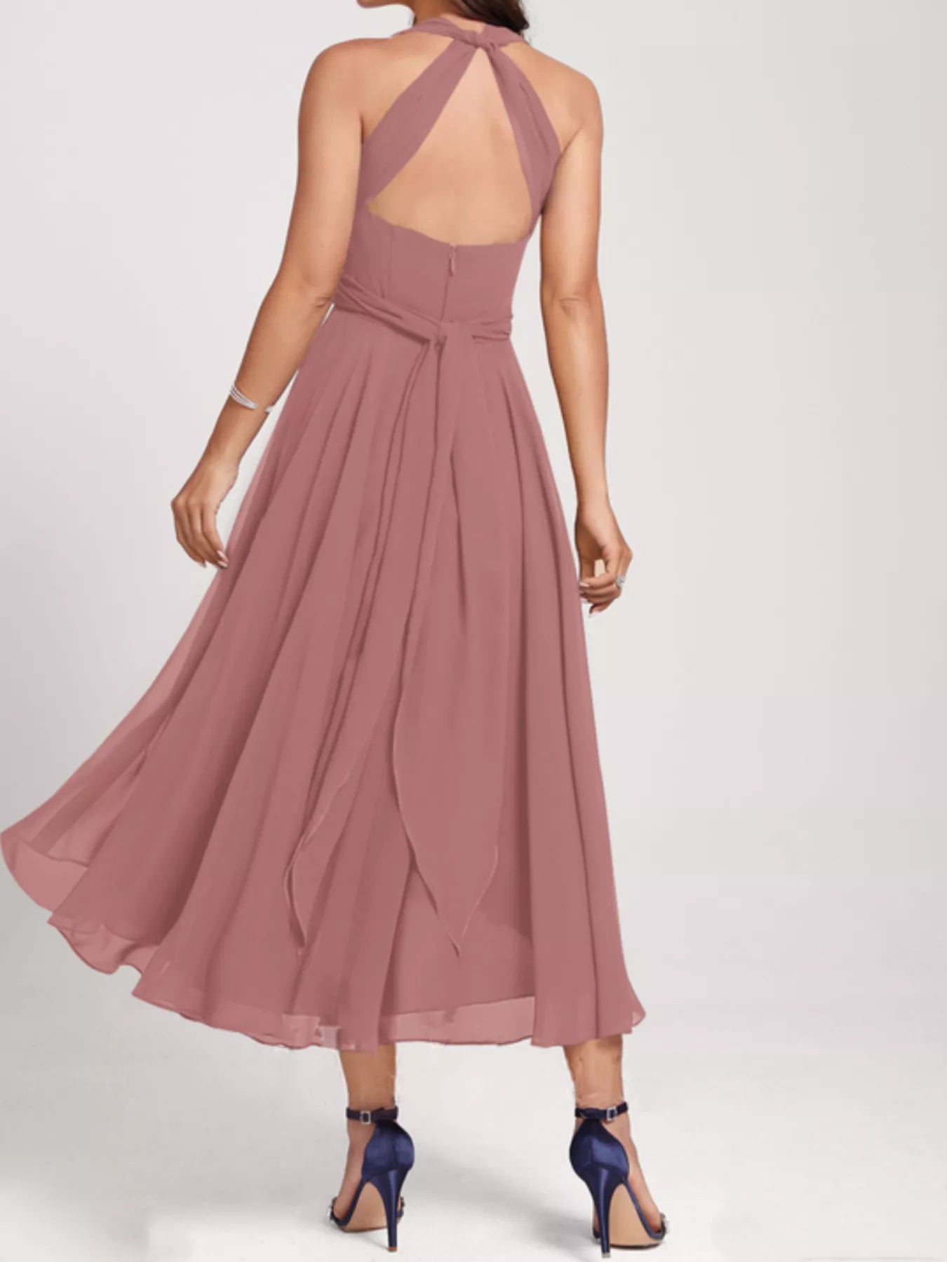 Ruched A-Line Midi Dress