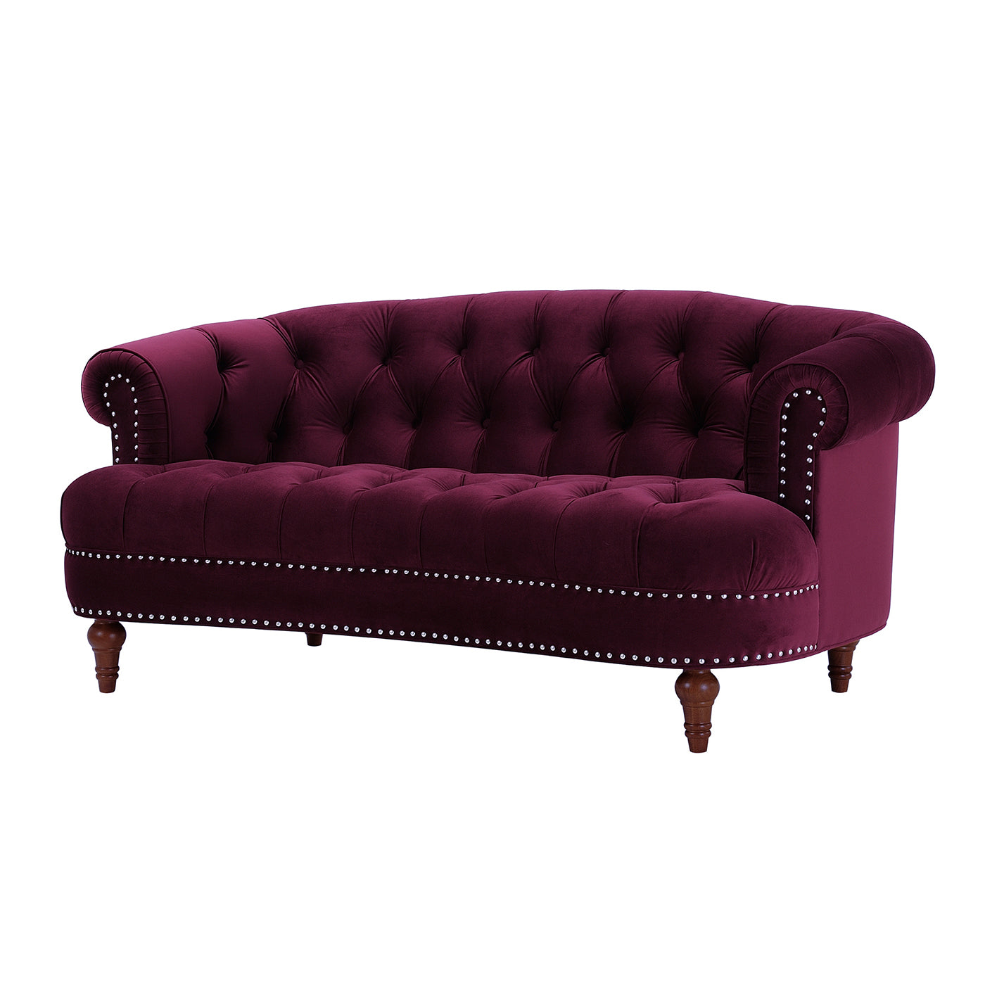 La Rosa Victorian Chesterfield Loveseat, Burgundy Velvet
